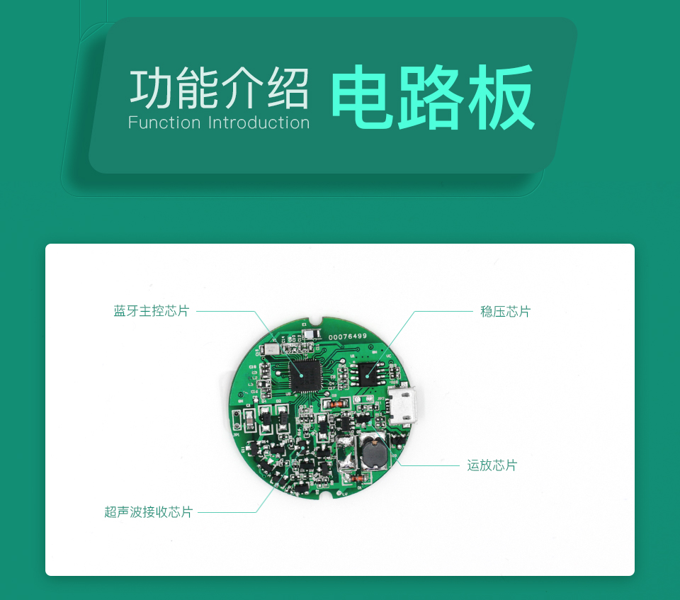 智能孕婦胎心儀方案-電路板功能介紹。